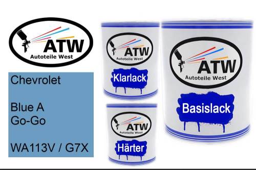 Chevrolet, Blue A Go-Go, WA113V / G7X: 1L Lackdose + 1L Klarlack + 500ml Härter - Set, von ATW Autoteile West.